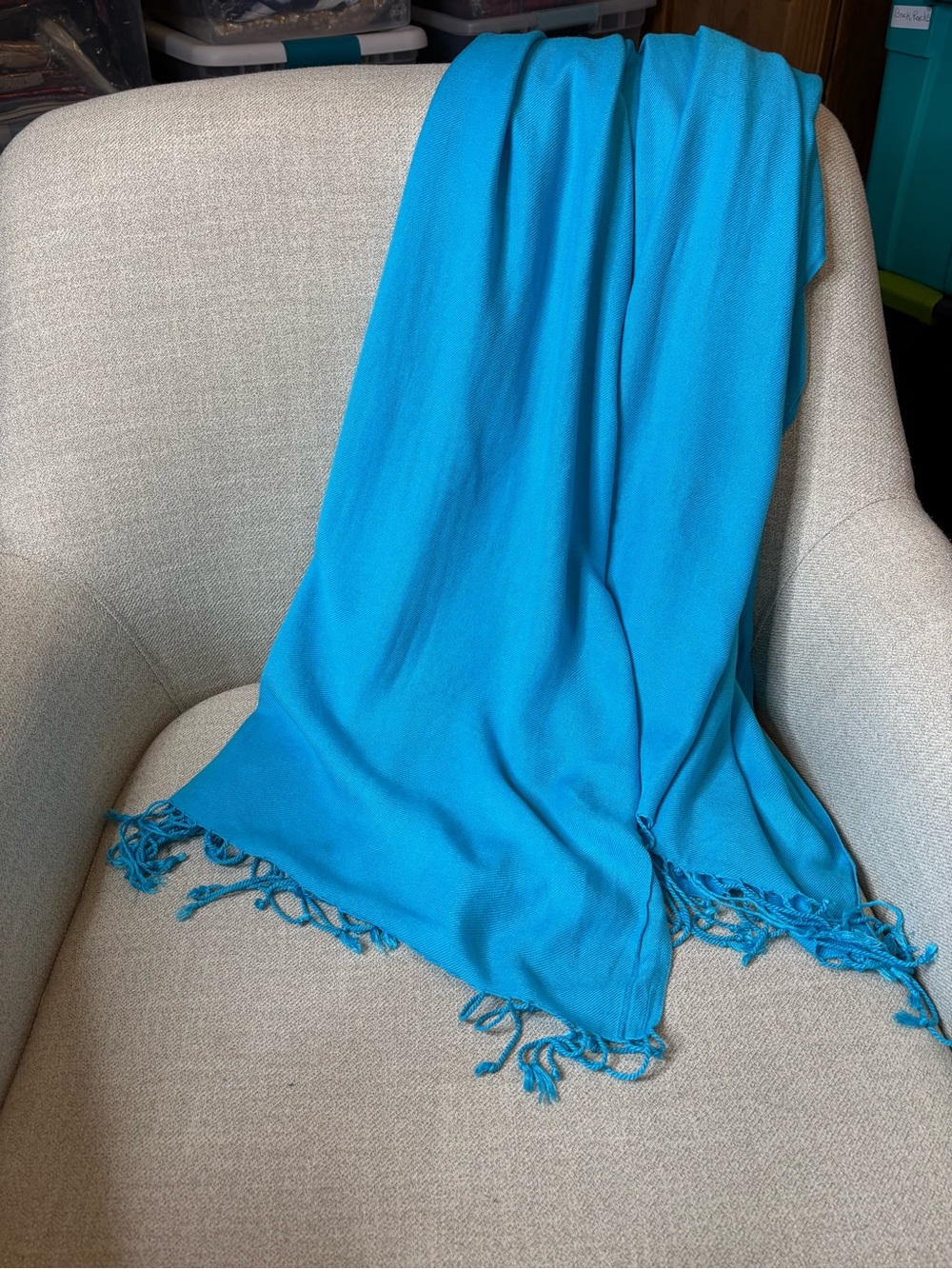 Source Unknown Bright Turquoise Wrap Scarf